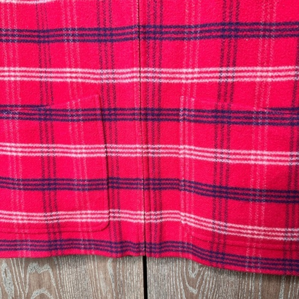Vtg Plaid Wool Blend Zip Front Jacket Women M Black Red Lined Imagio Turkey Made - Picture 3 of 11